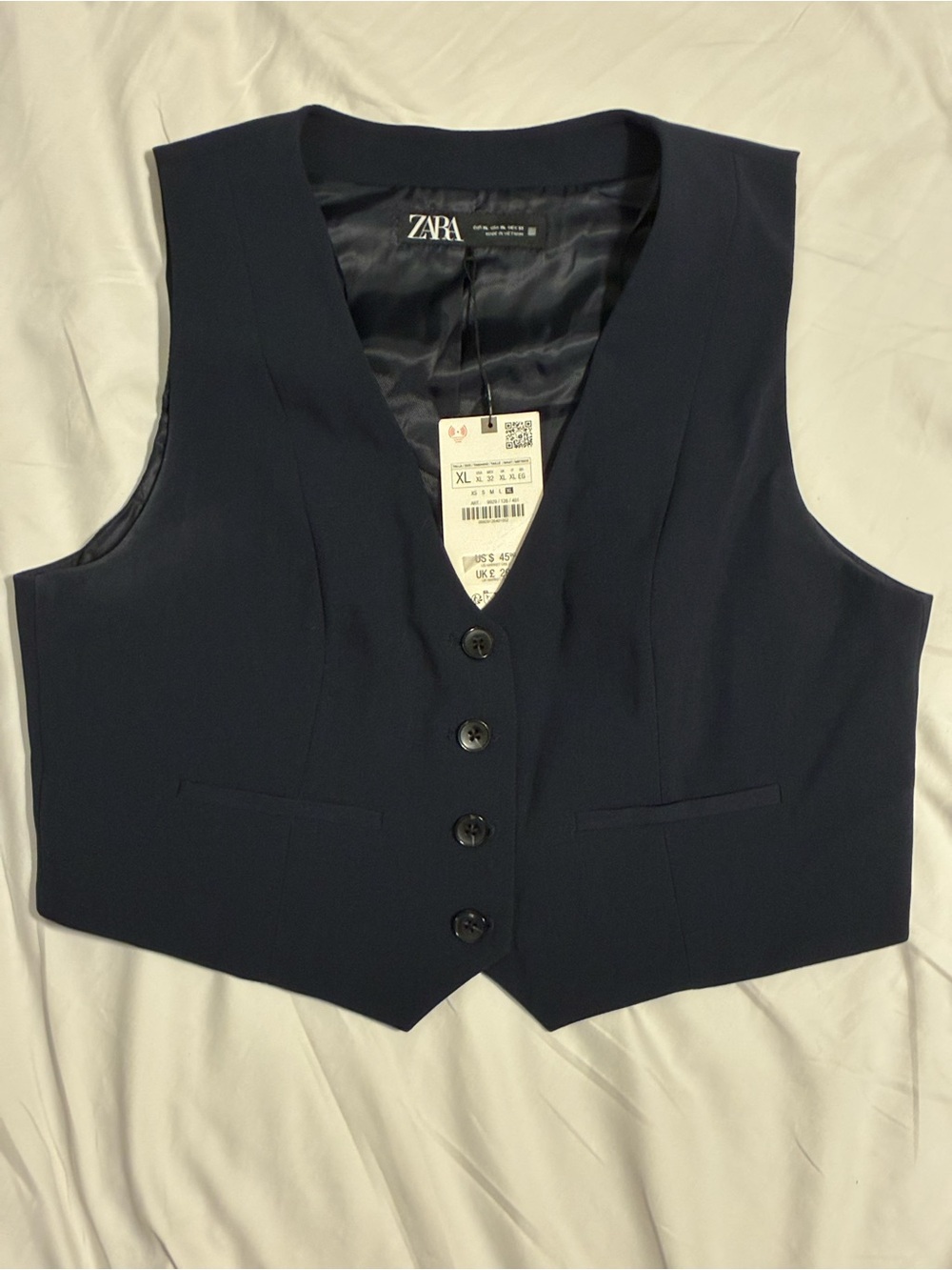 Zara Women’s Dark Navy Tailored Vest NWT